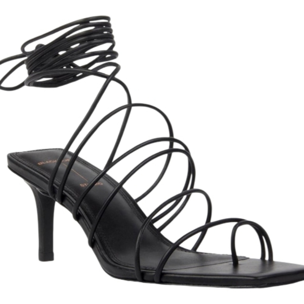 Black‎ Suede Studio Navi Ankle Wrap Stiletto Size EU 38